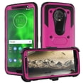 thumbnail image 1 of Goldcherry For Motorola Moto G6 Case,Triple Protection Heavy Duty Rugged Armor Shockproof Full Body Protective Case with Belt Rotating Clip & Kickstand & for Motorola Moto G6 2018(Pink), 1 of 7