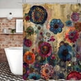 thumbnail image 4 of One Piece Of Retro Creative Mandala Green Plant And Flower Printed Waterproof Shower Curtain, Curtain, 4 of 7