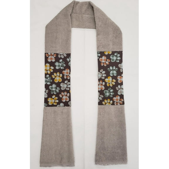Puppy Love Dog Paws Kitchen Towel Boa / Scarf by Penny's Needful Things (Towel Color: Gray) (Brown)