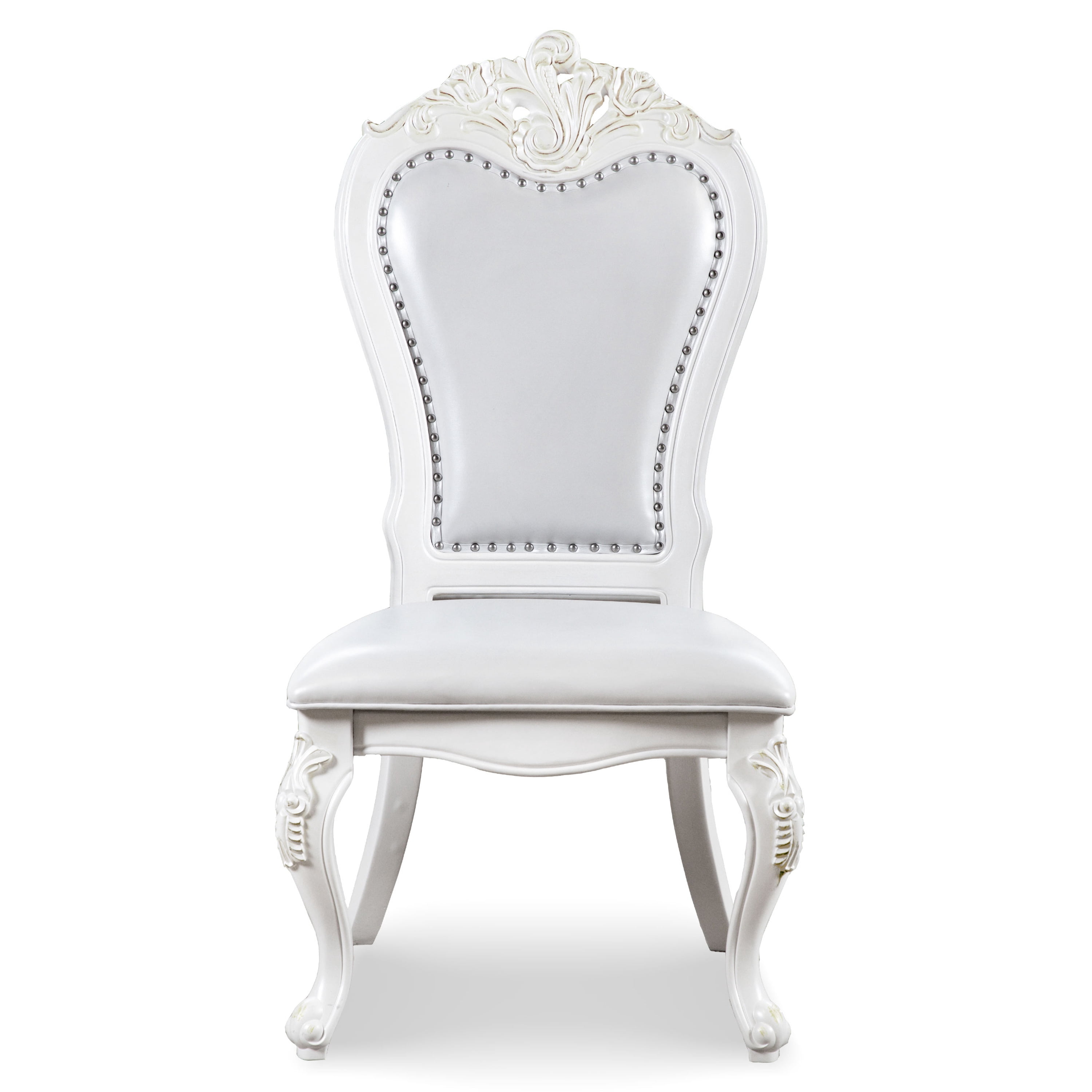 Furniture of America Alernit Traditional Nailhead Trim Dining Chairs, White (Set of 2)