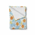thumbnail image 2 of Space Soft Flannel Fleece Blanket, Graphic Tile with Clouds Suns Stars and Moons Swirled Celestial Sky Elements Artwork, Cozy Plush for Indoor and Outdoor Use, 50" x 60", Multicolor, by Ambesonne, 2 of 6