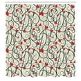 thumbnail image 3 of Ambesonne Summer Shower Curtain, Wave Floral Heart Swirls, 69"Wx75"L, Eggshell Vermilion Black, 3 of 5