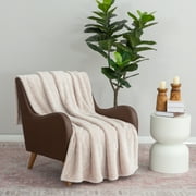 Better Homes & Gardens Textured Velvet Plush Throw Blanket, Oversized, Papyrus Beige