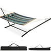 VALLEYRAY Quilted Hammock and Stand and Detachable Pillow with Carry Bag, Hammock with Spreader Bars Heavy Duty, Double Hammock and Stand Accommodates 2 People, 480 Pound Capacity.