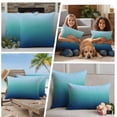 thumbnail image 4 of Teal Blue Ombre Outdoor Pillow Covers 24x24 Set of 2,Waterproof Patio Throw Pillowcase Protectors,Modern Abstract Art Gradient Aesthetics Decorative Pillow Shams Cushion Covers for Seat Bed Couch, 4 of 8