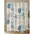 thumbnail image 4 of Fsddascl Blue Grey Coastal Shower Curtain Set - 48" x 72" Washable Bathtub Curtain with 12 Hooks, Rustic Ocean Starfish Shell Seahorse Waterproof Fabric Stall Shower Curtains for Bathroom/Bathtub, 4 of 6