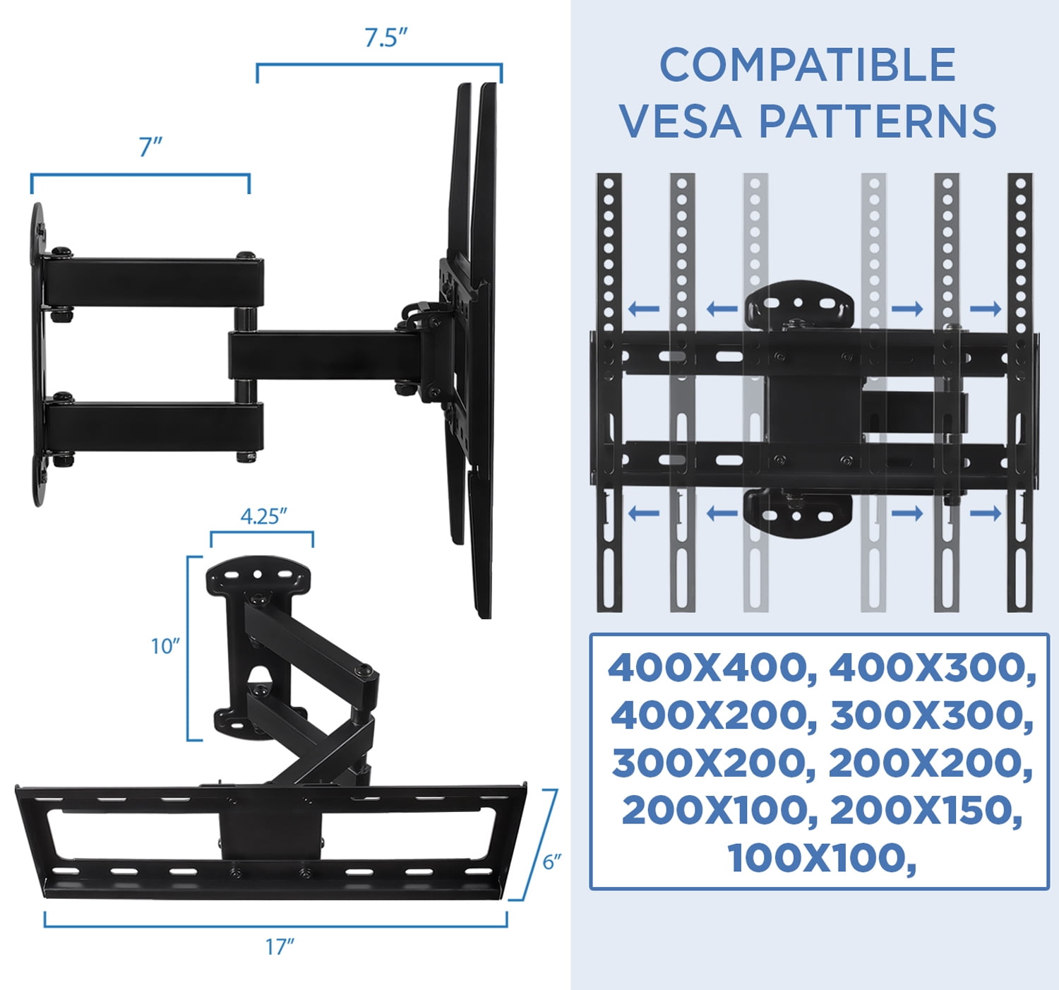 Mount-It! Full Motion Corner TV Wall Mount, Fits 20" to Max 55" TVs, 66 lbs. Capacity