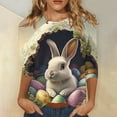 thumbnail image 2 of Feancey 3/4 Sleeve T Shirts for Women Easter Bunny Shirts Colorful Eggs 3D Print Tunic Tops Round Neck Loose Holiday Blouse Easter Day Shirt Funny Gift Gray 3XL, 2 of 6