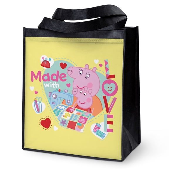 CafePress - Peppa Pig: Made With Love - 12"x 13", 100% Recycled, Reusable Grocery Bag