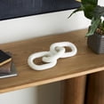 thumbnail image 3 of 13" x 3" White Marble Handmade Oval 3 Link Chain Sculpture, by DecMode, 3 of 15