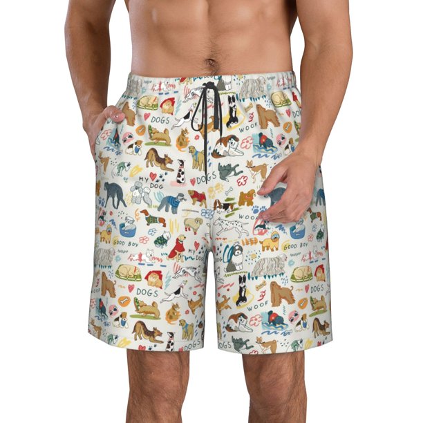 Balery Dogs Funny Pets Traje de Baño Estilo Hawaiano para Hombre, Shorts de Secado Rápido con Bolsillos-Medium