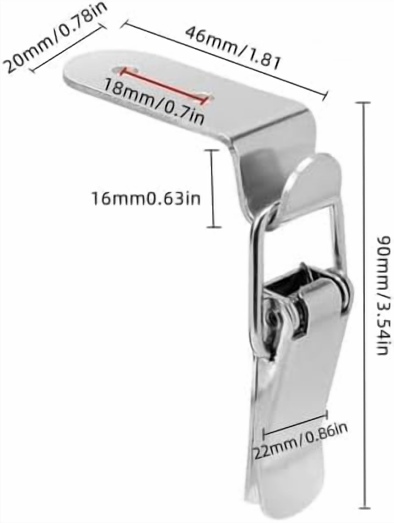 JJEAN-Latch 90 Degree Stainless Steel Spring Loaded Toggle Latch, Silver Catch Hasp Clamp Clip Lock with for Cabinet, Wooden Case, Box (90mm - 4 Pack)