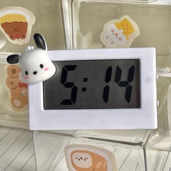 Creative Pochacco Number Clock Anime Sanrio Cartoon Color Nightlight Led Large Number Electronic Clock Backlight Home Decor
