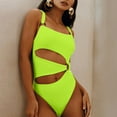 thumbnail image 4 of Sngxgn Women's Swimsuit Tummy Control Bathing Suits Vintage Retro Push up Swimwear(Green,L), 4 of 6