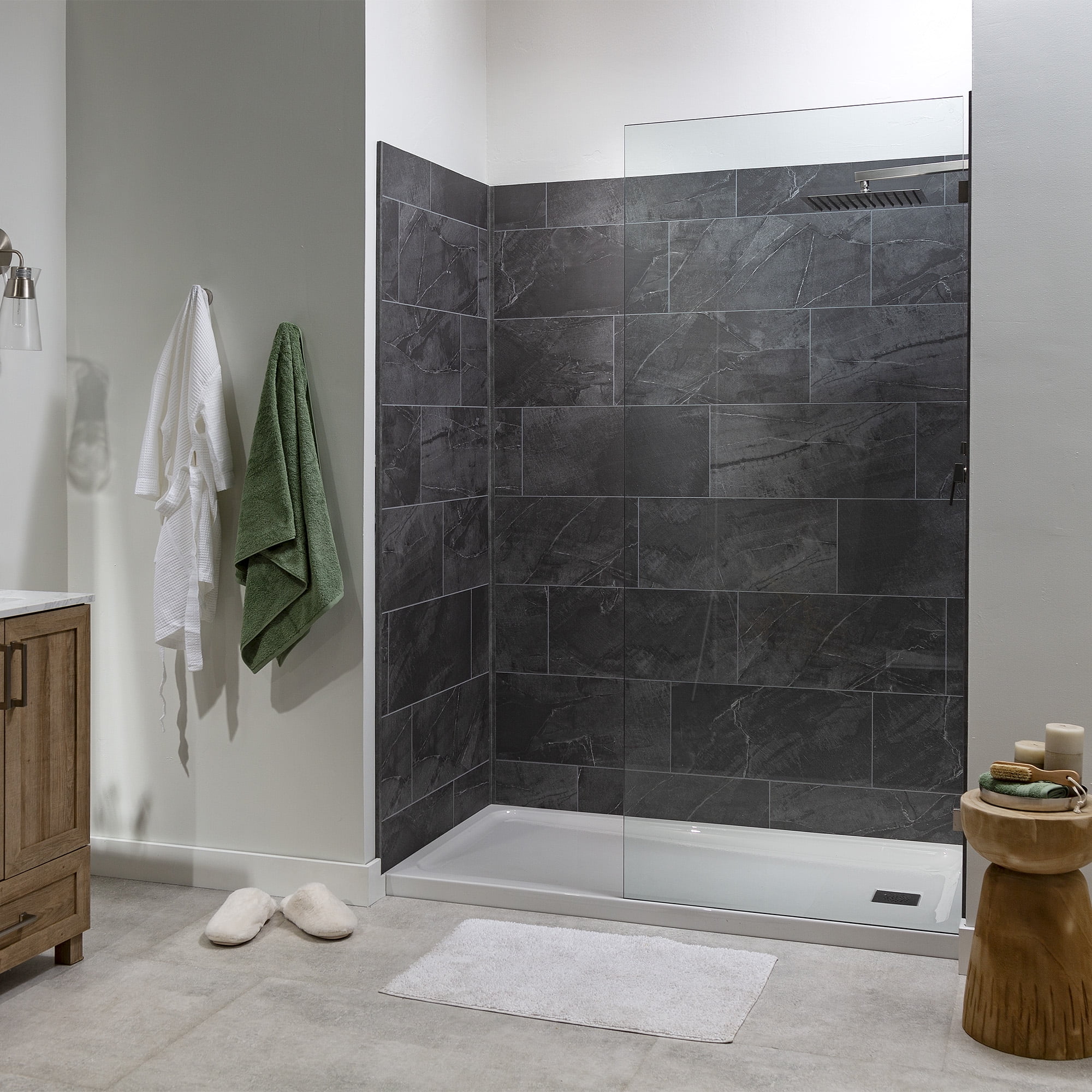 Palisade 23.2 in. x 11.1 in. Interlocking Vinyl Wall/Backsplash Panels in Cracked Slate (10 Pack)