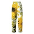 thumbnail image 4 of Aoochasliy Womens Pants Petite Elastic Waist Pants Floral Print Wide Leg Pants Athletic Trousers with Pocket, 4 of 5