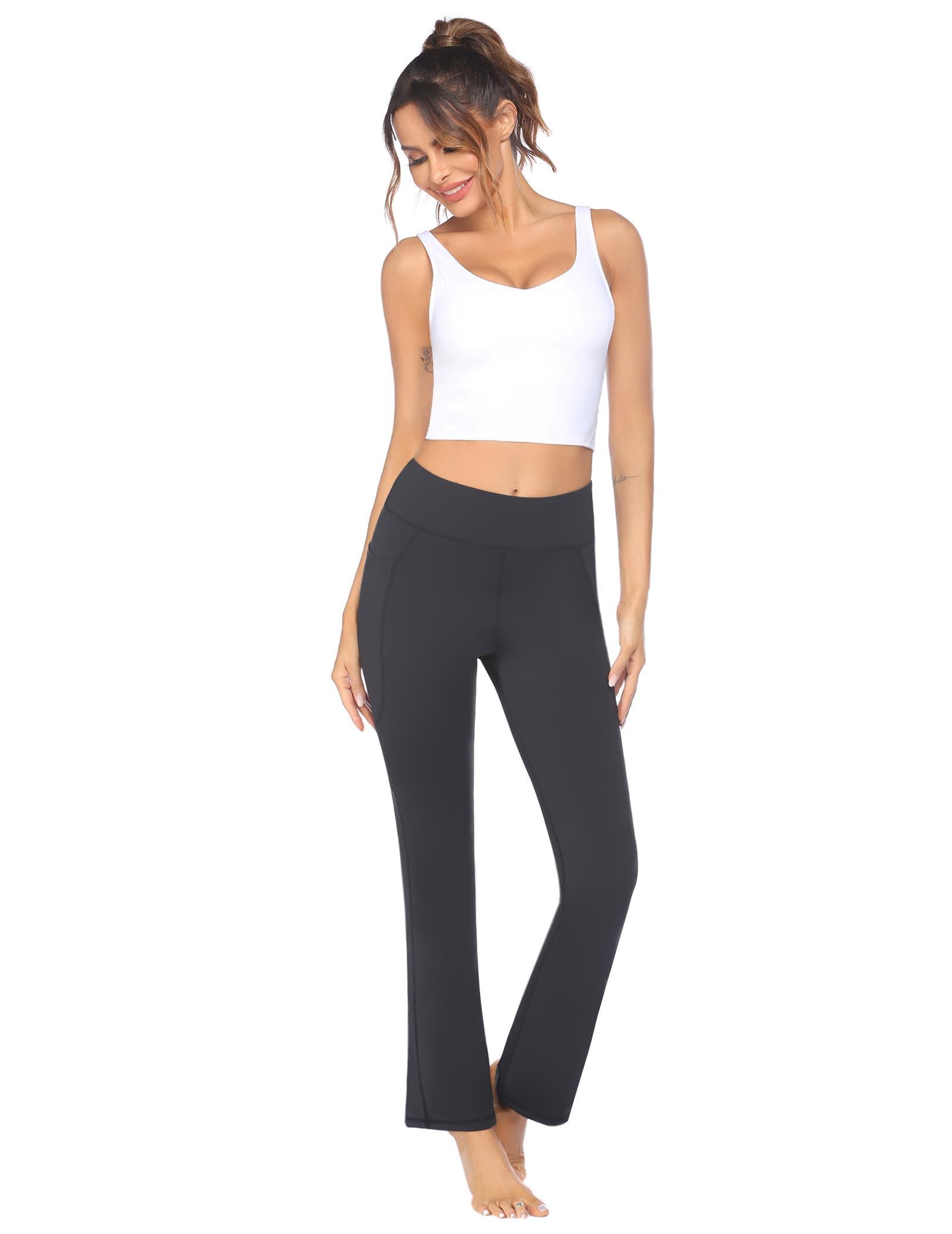 Kiyotoo Bootcut Yoga Pants Women High Waist Stretch Yoga Pants Basic/Back Pocket/Straight Leg Soft Workout Flare