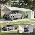 thumbnail image 3 of FOROUTIA 12x25ft Heavy-Duty Metal Carport with 12x5ft Storage Shed, White All-Weather Garage Shelter for Car/Truck/Boat/Lawn Equipment, Outdoor Tool Storage & Patio Shelter, 3 of 9