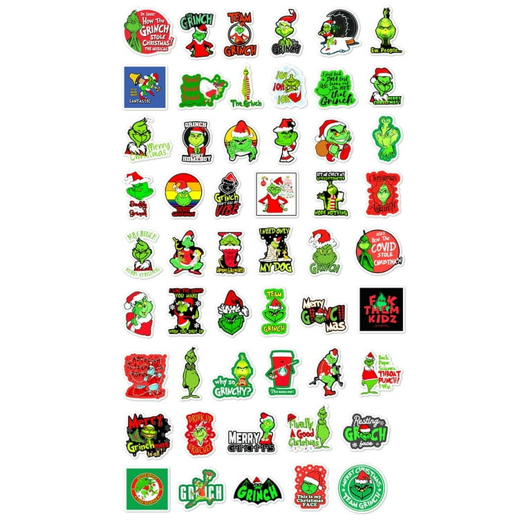 Grinch Christmas Stickers, 50 Pcs, Vinyl Waterproof Stickers For  Laptop,skateboard,water Bottles,computer,phone,guitar,anime Grinch Stickers  For