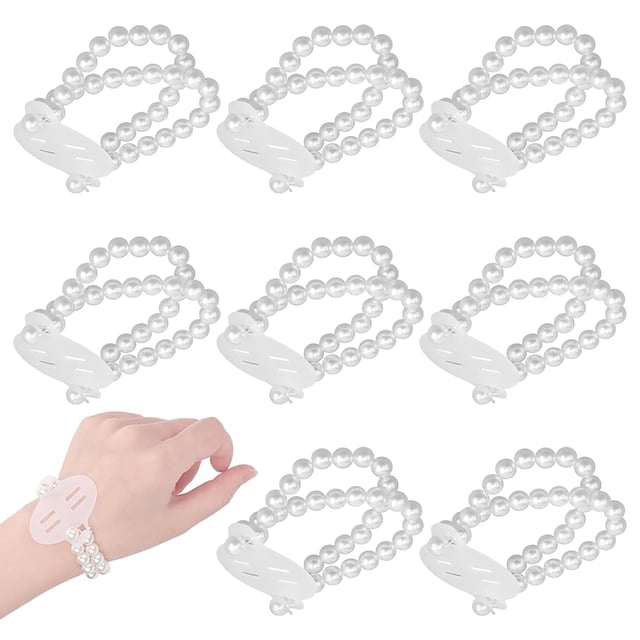 8 piezas de pulseras de perlas para boda, pulseras de perlas, ramilletes de perlas elásticas para boda, ramilletes de pulsera para boda, accesorios de ramilletes de muñeca para fiesta de