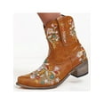thumbnail image 3 of Audeban Womens Retro Embroidery Round Toe Boots Ankle Low Heel Riding Boots Pull on Shoes Size 4-12, 3 of 9