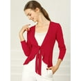 thumbnail image 3 of Women's Tie Front Metallic Ruffled Long Sleeve Open Cardigan, 3 of 6