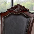 thumbnail image 4 of Miekor Furniture Majestic Traditional 2pcs Arm Chairs Brown Cherry Solid wood Faux Wood Carved Details Black Leatherette Seats Formal Dining Room Furniture W5U520, 4 of 7
