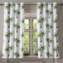 Ambesonne Palm Tree Grommet Curtain, Watercolor Trees Art, 50" x 63", Grey Green White