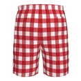 thumbnail image 6 of Kdxio Red Checkboard Pattern Mens Casual Shorts - Drawstring Summer Beach Sports Shorts for Men, 6 of 9