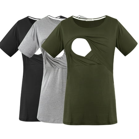 

Smallshow Women s Maternity Nursing Tops Clothes Breastfeeding T-Shirts 3-Pack