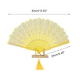 thumbnail image 2 of Unique Bargains 1 Pc Lucky Cloud Pattern Folding Fan for Masquerade Yellow Silk Fabric, 2 of 5