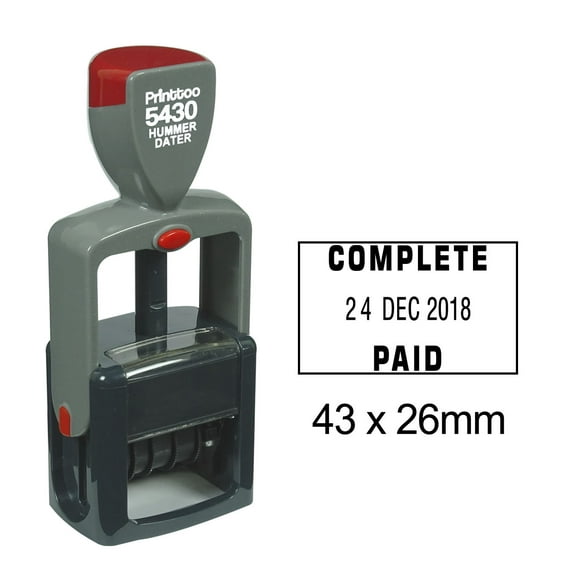 Printtoo Heavy Duty Dater Stamp With Text Complete Paid Self Inking Date Rubber Stamp-Black