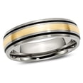 thumbnail image 1 of Mens 6mm Antiqued Titanium Wedding Band Ring with 14K Gold Inlay, 1 of 6
