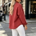 thumbnail image 5 of Women's Winter Cardigan Long-Sleeved Cardigan With Buttons Double Pockets And Collared Shirts Top Cozy Layered Top for Women Red 2XL, 5 of 5
