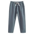 thumbnail image 3 of ZestMode 2 Pack Mens Casual Pants Linen Harem Drawstring Pants Elastic Waist Trouser Hippie Summer Beach Pants Loose Straight Cotton Bloomers Summer Pants Breathable Pants, 3 of 7