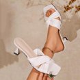 thumbnail image 5 of Shrysg Women's Casual Fashion Bows Open Toe High Heeled Sandals Comfortable Breathable Slip on Outdoor Summer Shoes White, 5 of 8