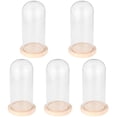thumbnail image 3 of MLINS 5pcs Clear Galss Dome Cloche with Wooden Base Tay Handle Cloche Bell Jar Cake Display Case Tabletop Centerpiece for Pastry Desserts Cheese Flower, 3 of 8
