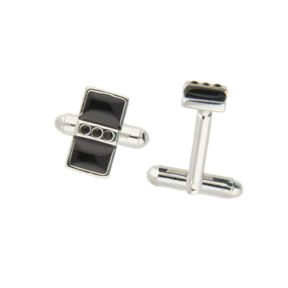 Mancuernilla con Cristal Fino Europeo en forma de Domino–  Bañado en Rodio– Mancuernilla Elegante y Brillante-Mancuernilla de Moda– Regalo especial Ortiz Espinosa Temporada