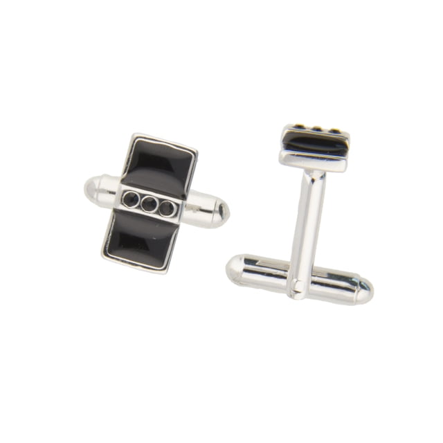 Mancuernilla con Cristal Fino Europeo en forma de Domino– Bañado en Rodio– Mancuernilla Elegante y Brillante-Mancuernilla de Moda– Regalo especial Ortiz Espinosa Temporada