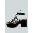 thumbnail image 4 of FAWCETT Black Tie Up Platform Heeled Sandals, 4 of 6