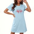 thumbnail image 2 of WREESH Women's Nightshirts Basic Plus Size Short Sleeve Sleepwear for Casual and Comfortable Sleepshirts Blue, 2 of 4