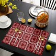 thumbnail image 3 of Red Boho Placemats Set of 12, Vintage Country Ethnic Abstract Flowers Art Placemats for Dining Table, Place Mats for Kitchen Tabletop, Waterproof Wipeable Dining Table Mats Set, 3 of 9