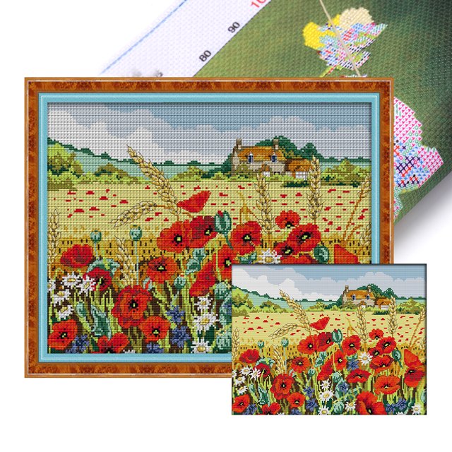 Hilo Algodón Ecológico Bordado Punto Cruz Maíz Impreso 11CT 55x42cm