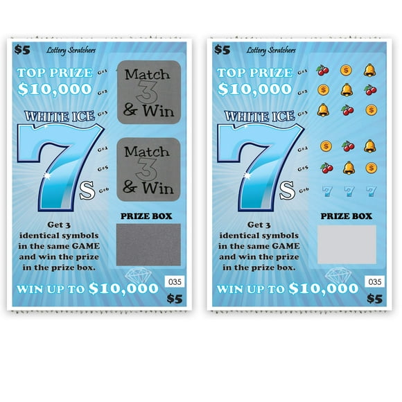 Custom Message Scratch Off Lotto Lottery Replica Card Gag Gift- Blue White Ice 7's 4 x 6 Inches - 1 Ticket My Scratch Offs
