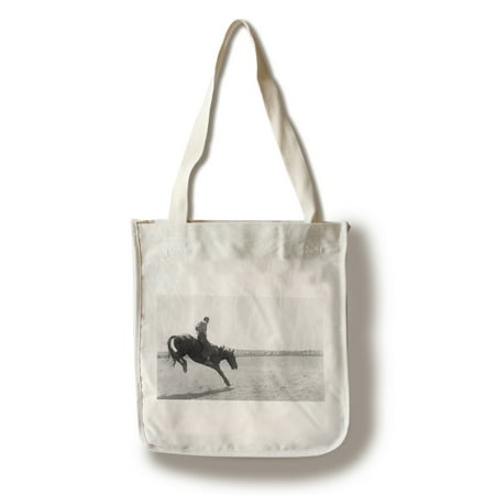 Horse Bag (Alturas, California - View of a Cowboy on a Bucking Horse at Round-Up (100% Cotton Tote Bag -)