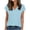 Light Blue, variant on Women's Spring Summer Casual Tops V Neck Short Sleeve Slim Fitted Basic Solid Color Blouse, Light Blue M