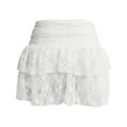 thumbnail image 4 of XIAONU Women's Tiered Lace Mini Skirt Ruched High-Waist Skirt Elegant Playful Party Wear, 4 of 4