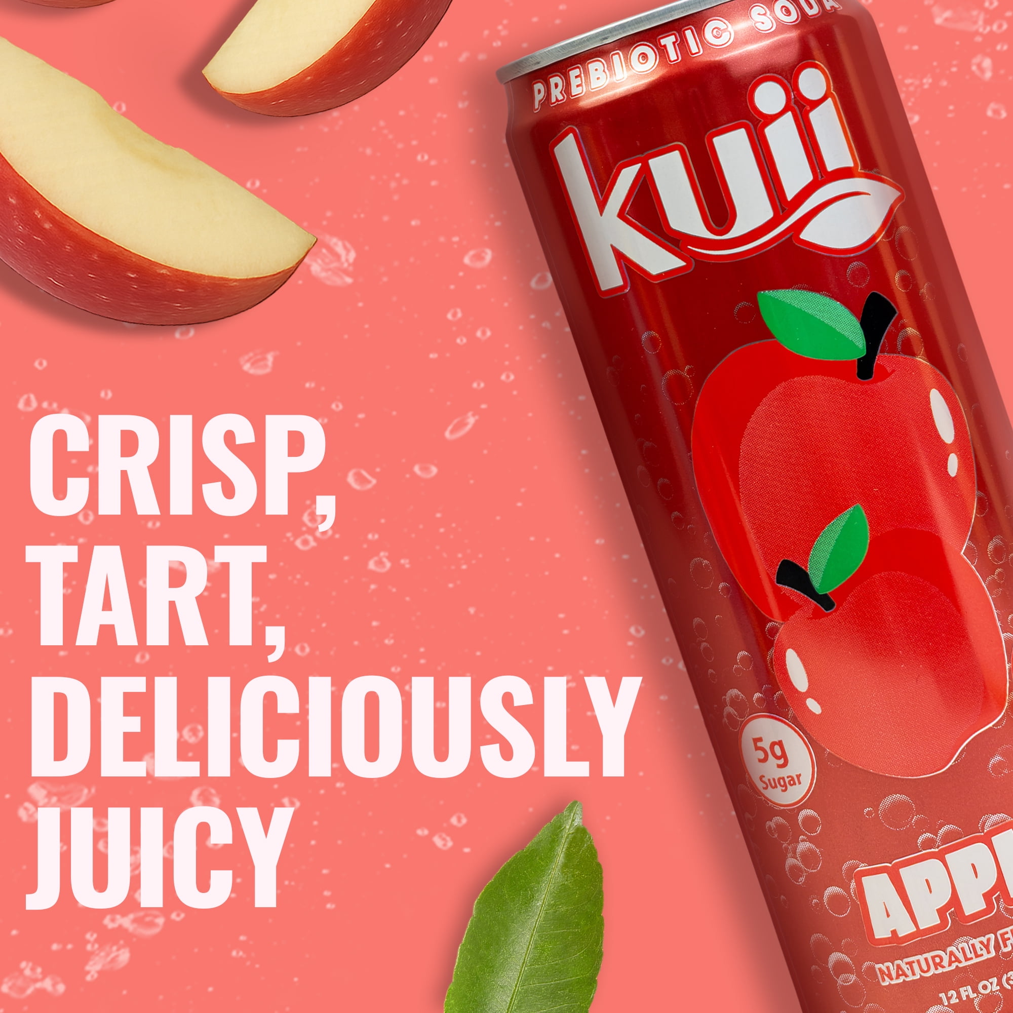 (12 pack) Kuii Prebiotic Soda, 12 fl oz, Single Aluminum Can, Apple