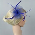 thumbnail image 5 of Uooqdmx Fascinators Hats for Women, Tea Party Hats for Women, Feather Headpiece, Fascinators Pillbox Flower Hat for Tea Wedding Church, Tea Party Accessories for Women, Blue 1 One Size, 5 of 6
