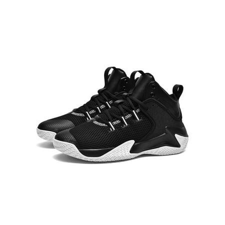 

Eloshman Mens Basketball Shoes Lace Up Athletic Shoe Breathable Sneakers Training Slip Resistant Sport Trainers Abrasion-resistant Casual Sneaker Black White 10